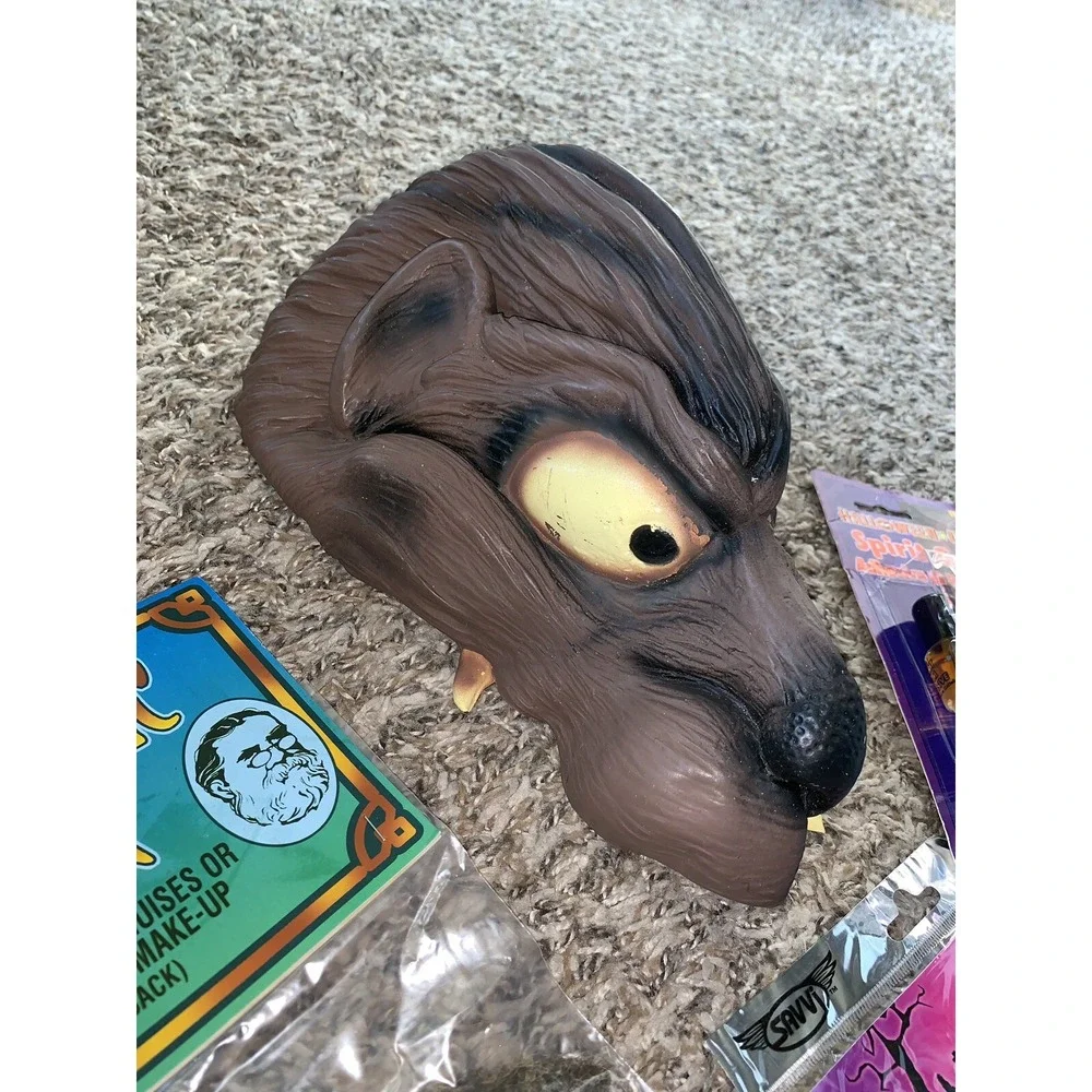 Big Bad Hungry Wolf Head Piece Hair Tattoos Spirit Gum Halloween Costume Lot